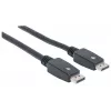 Manhattan DisplayPort 1.1 Cable, 4K@60Hz, 10m, Male to Male, With Latches, Fully Shielded, Black, Lifetime Warranty