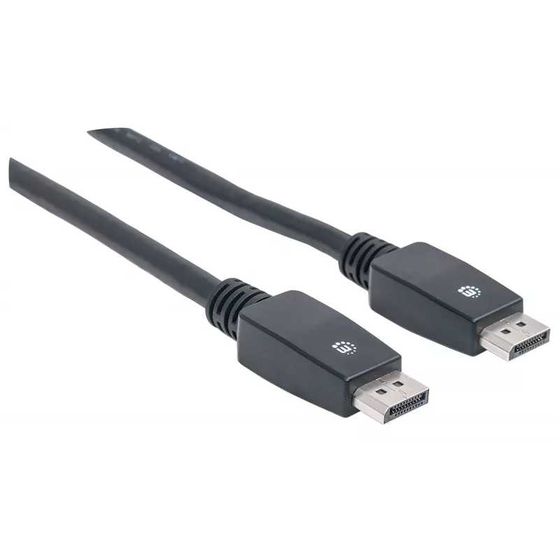 Manhattan DisplayPort 1.1 Cable, 4K@60Hz, 10m, Male to Male, With Latches, Fully Shielded, Black, Lifetime Warranty