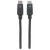 Manhattan DisplayPort 1.1 Cable, 4K@60Hz, 10m, Male to Male, With Latches, Fully Shielded, Black, Lifetime Warranty