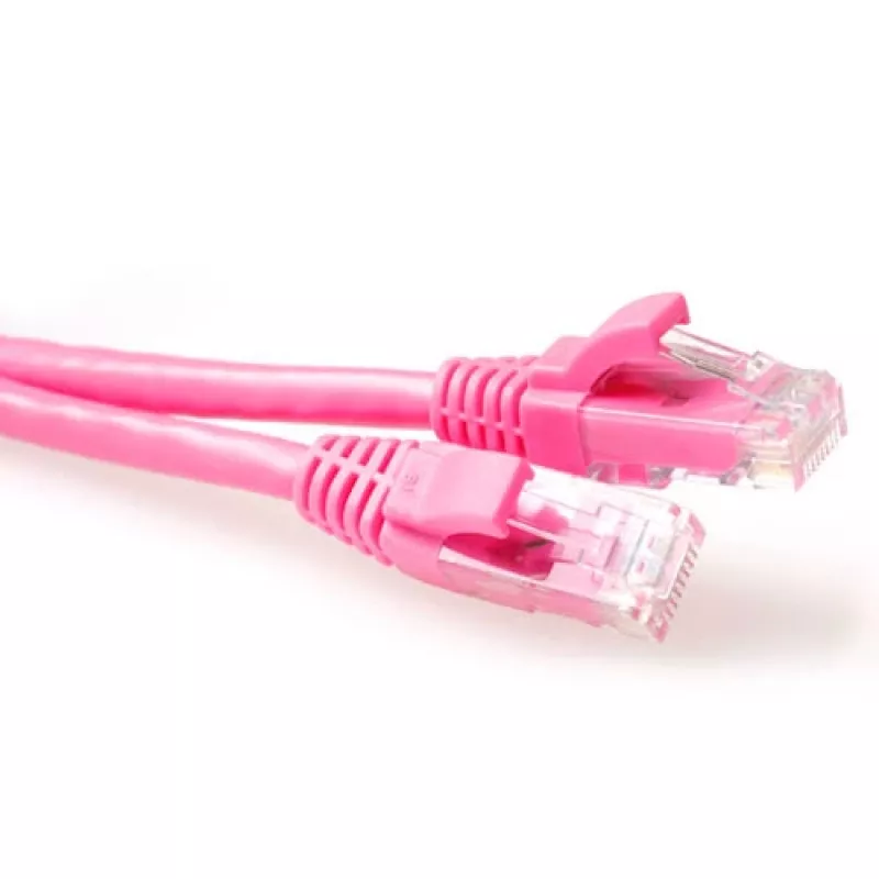ACT Pink 1.5 meter U/UTP CAT6A patch cable snagless with RJ45 connectors