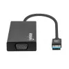Manhattan USB-A Dock/Hub, Ports (x5): Ethernet, HDMI, USB-A (x2) and VGA, Micro-USB Power Input Port (Optional, only when additional power needed. Not required for dual monitor functionality. Cable not included), Aluminium, Black, Three Year Warranty