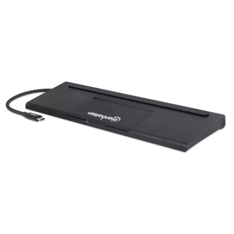 Manhattan USB-C Dock/Hub with Card Reader and MST, Ports (x9): Audio 3.5mm, DisplayPort, Ethernet, HDMI, USB-A (x3), USB-C and VGA, With Power Delivery (100W) to USB-C Port (Note add USB-C wall charger and USB-C cable needed),All Ports can be used at the same time