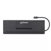 Manhattan USB-C Dock/Hub with Card Reader and MST, Ports (x9): Audio 3.5mm, DisplayPort, Ethernet, HDMI, USB-A (x3), USB-C and VGA, With Power Delivery (100W) to USB-C Port (Note add USB-C wall charger and USB-C cable needed),All Ports can be used at the same time