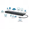 Manhattan USB-C Dock/Hub with Card Reader and MST, Ports (x9): Audio 3.5mm, DisplayPort, Ethernet, HDMI, USB-A (x3), USB-C and VGA, With Power Delivery (100W) to USB-C Port (Note add USB-C wall charger and USB-C cable needed),All Ports can be used at the same time