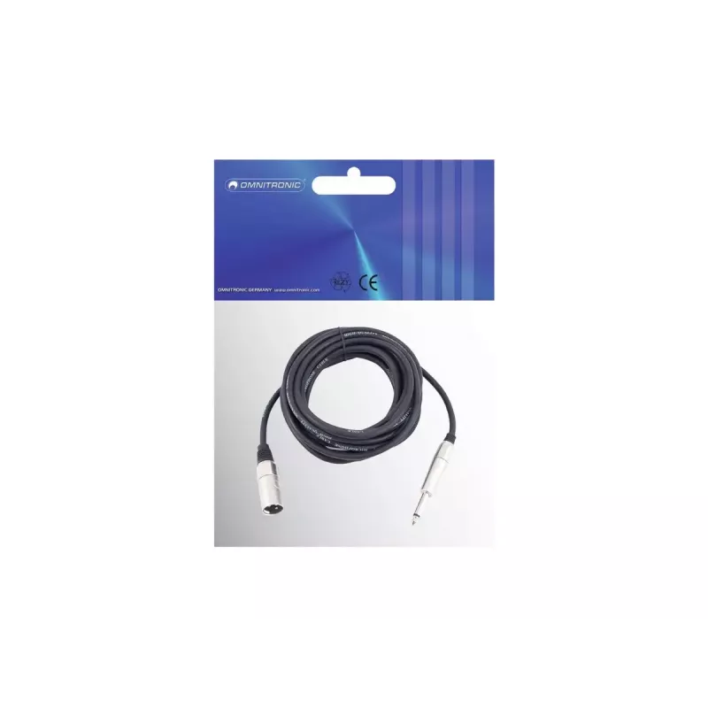 Audio cable Omnitronic 3022519D 10 m XLR 3-pin 6.35mm Black