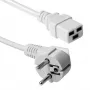 Power cord ACT mains connector CEE 7/7 (angled) to C19 coupler, 3 m, 250 V 16 A, white