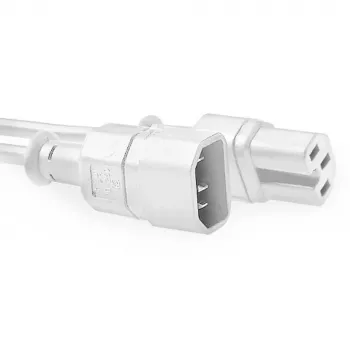 ACT Powercord C14 - C15 white 1.2 m, 1.2 m, C14 coupler, C15 coupler, 250 V, 10 A