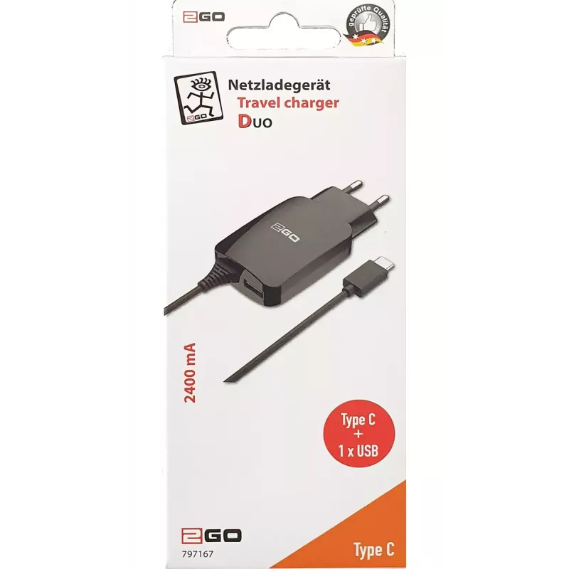 Indoor Charger 2GO 797167 Universal Black AC 5V 1.4m Cable
