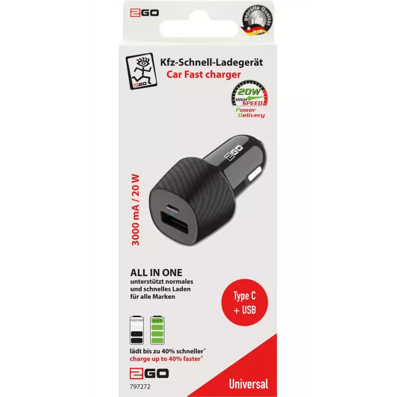 Mobile device charger 2GO 797272 Universal Black Fast charging Auto