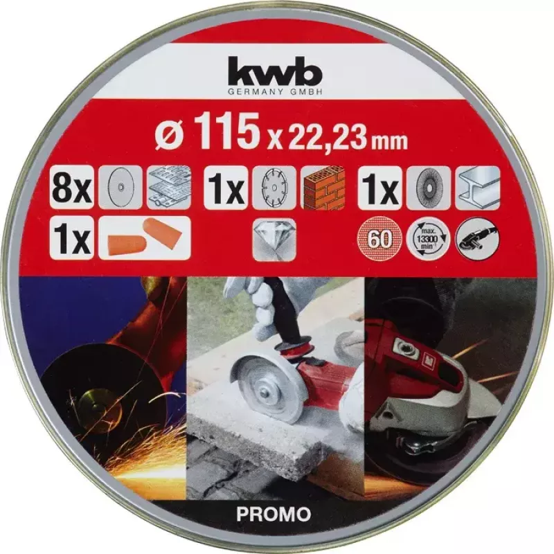 Cutting Disc KWB 712041 Starter Set 10 pcs Flat Centre for Brick Marble Steel