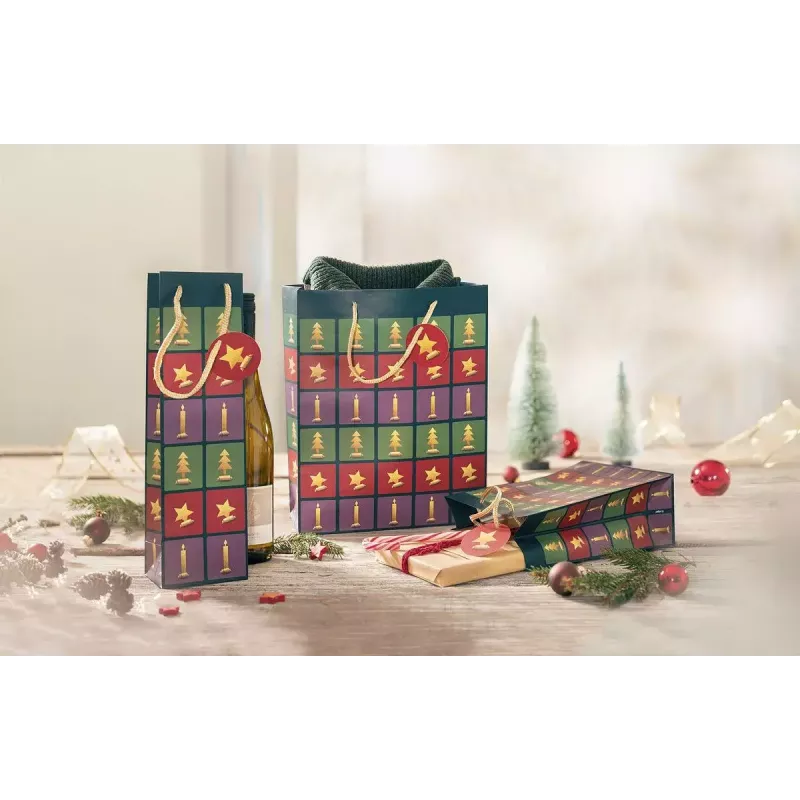 Gift wrap bag Sigel GT046 Green Red Violet 260x120x330 mm
