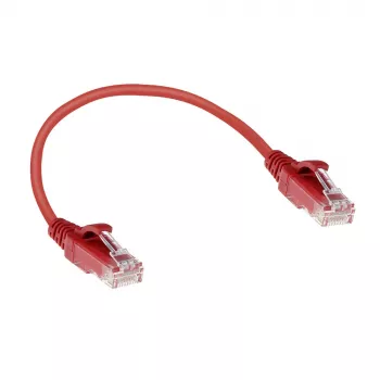 ACT Red 0.15 meter LSZH U/UTP CAT6 datacenter slimline patch cable snagless with RJ45 connectors