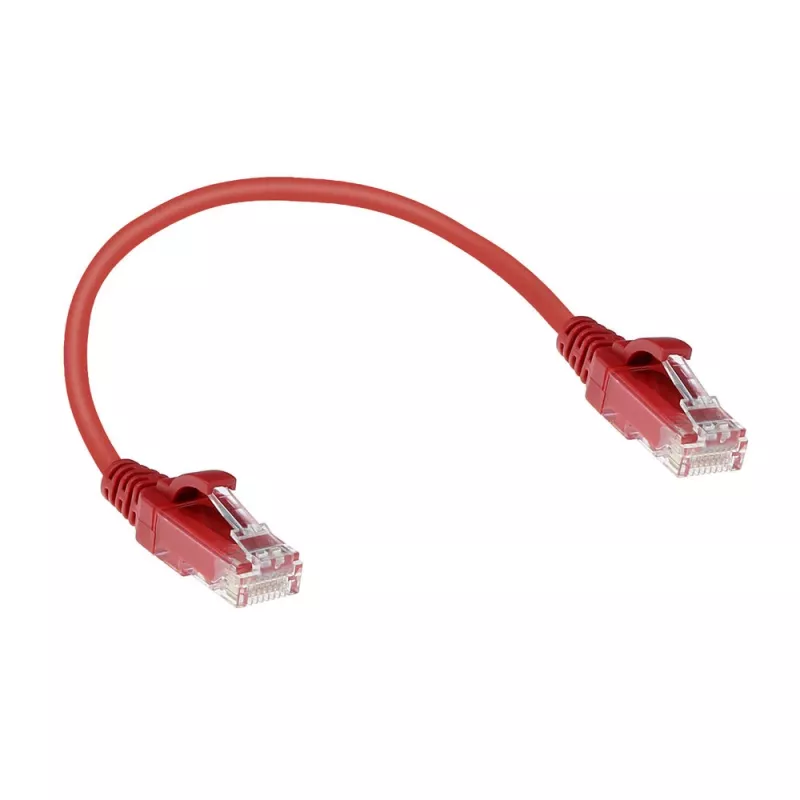 ACT Red 0.15 meter LSZH U/UTP CAT6 datacenter slimline patch cable snagless with RJ45 connectors