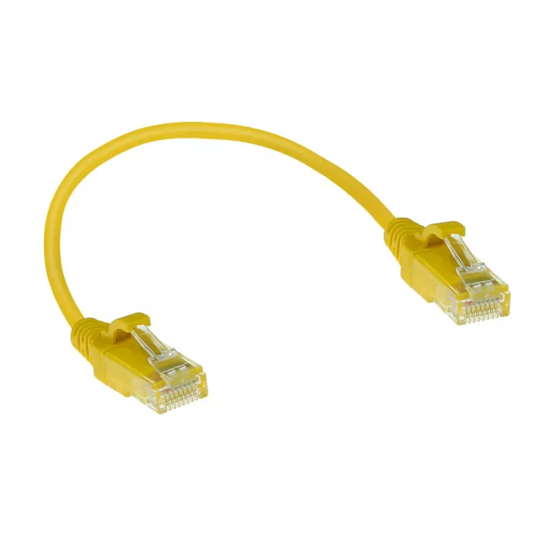 ACT Yellow 0.15 meter LSZH U/UTP CAT6 datacenter slimline patch cable snagless with RJ45 connectors