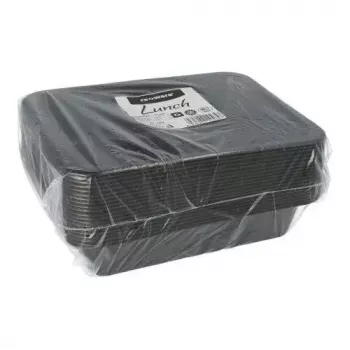Disposable food storage container Papstar 96552 Polypropylene Black 227x178x45mm