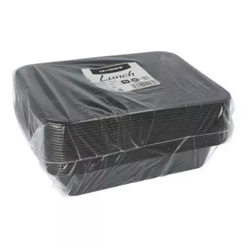 Disposable food storage container Papstar 96552 Polypropylene Black 227x178x45mm