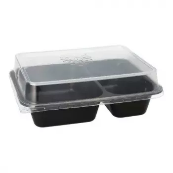 Disposable food storage container Papstar 96553 Polypropylene Black 227x178x45mm
