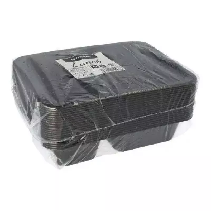 Disposable food storage container Papstar 96553 Polypropylene Black 227x178x45mm