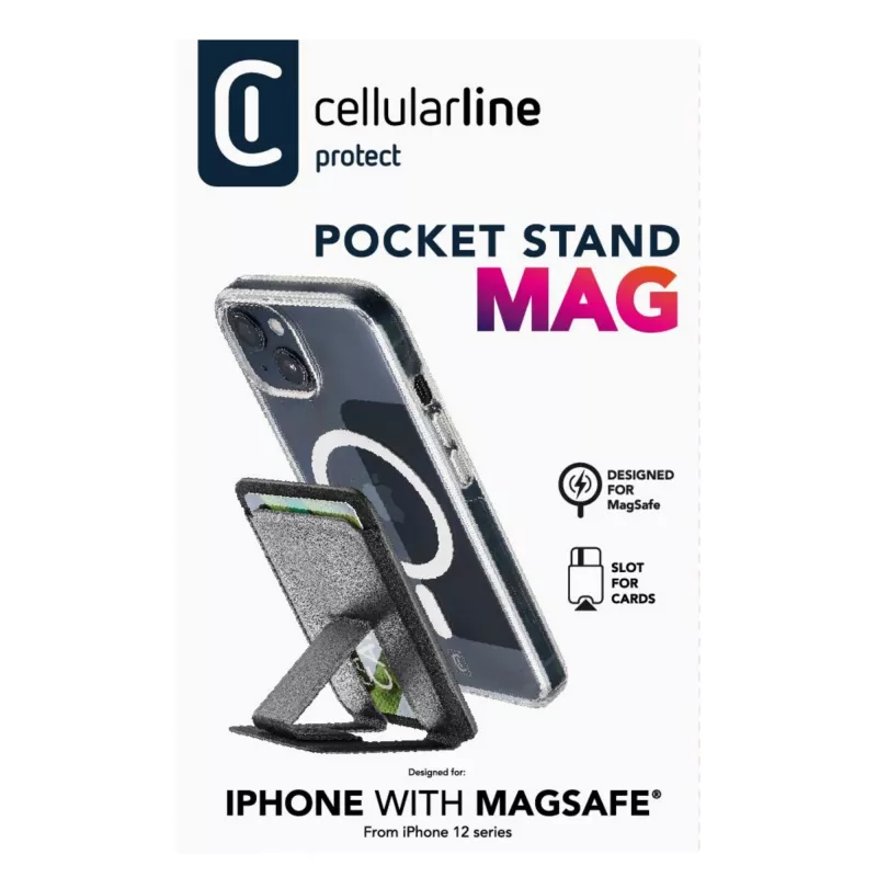 Cellularline Pocket Stand Mag Magnetic card holder with stand function compatible with MagSafe