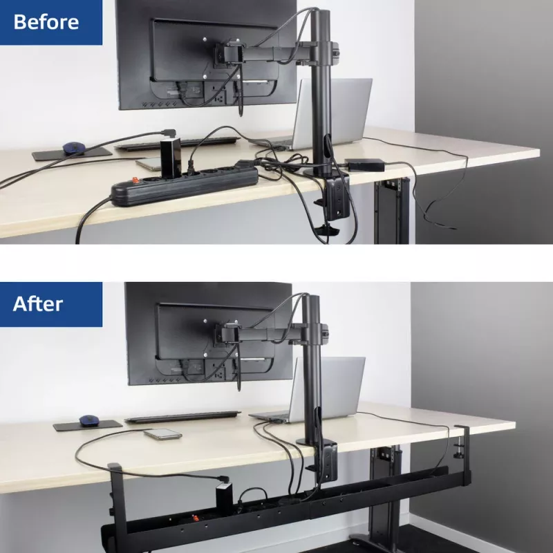 ACT Under desk extendable cable management tray with clamp mount