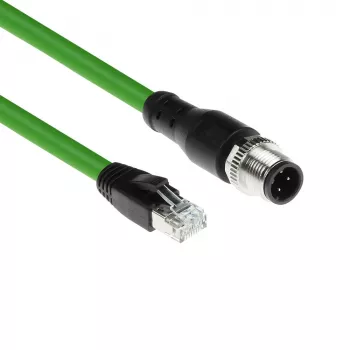 ACT Industrial 5.00 meters Sensor cable M12D 4-pin male right angled to RJ45 male, Superflex Xtreme TPE cable, shielded