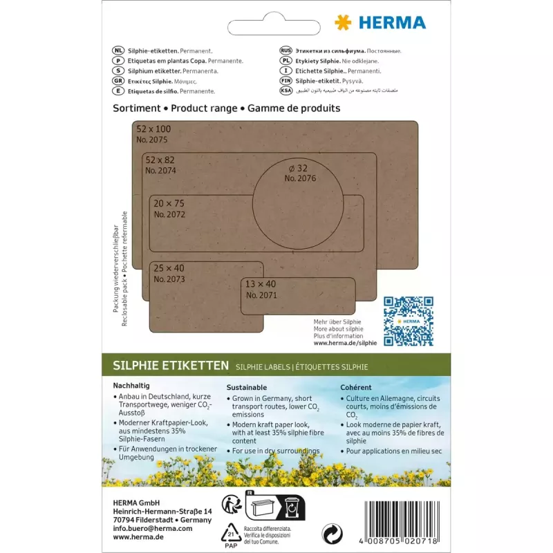 HERMA 2071 self-adhesive label Rounded rectangle Permanent Brown 12x40mm 672 pcs