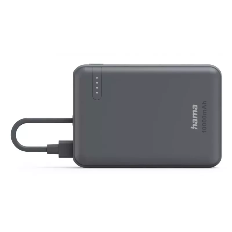 Hama “Travel” Power Pack with Cable, 10000mAh, 2 Outputs: 2x USB-C, anthracite