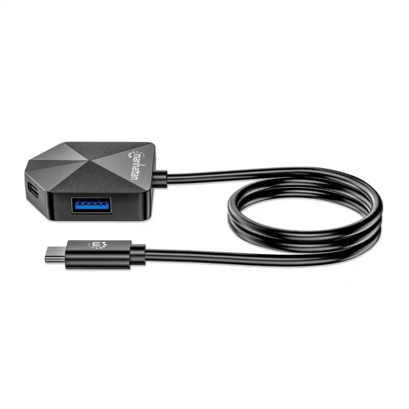 Manhattan USB-C & USB-A Combo Dock/Hub, Ports (4): USB-A (x2) and USB-C (x2), 5 Gbps (USB 3.2 Gen1 aka USB 3.0), Angled Shape for Easy Port Access, USB powered (no external power supply required)