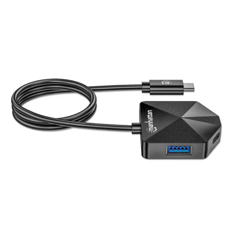Manhattan USB-C & USB-A Combo Dock/Hub, Ports (4): USB-A (x2) and USB-C (x2), 5 Gbps (USB 3.2 Gen1 aka USB 3.0), Angled Shape for Easy Port Access, USB powered (no external power supply required)