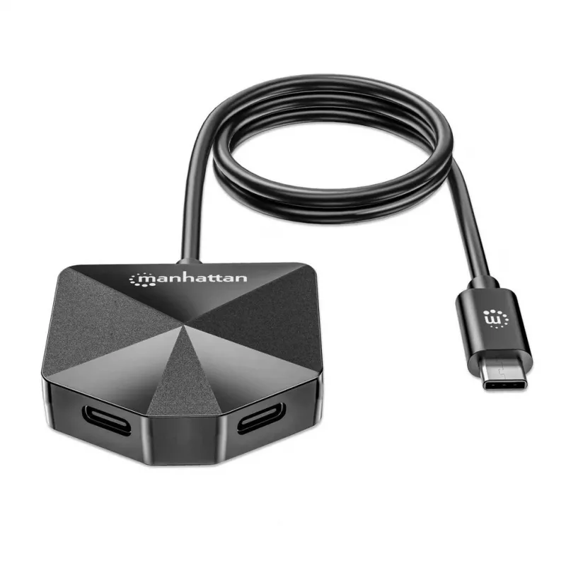 Manhattan USB-C & USB-A Combo Dock/Hub, Ports (4): USB-A (x2) and USB-C (x2), 5 Gbps (USB 3.2 Gen1 aka USB 3.0), Angled Shape for Easy Port Access, USB powered (no external power supply required)