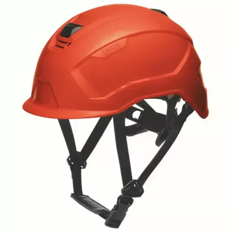 Safety headgear UVEX 9731333 — HDPE plastic, red, adjustable 51–65 cm