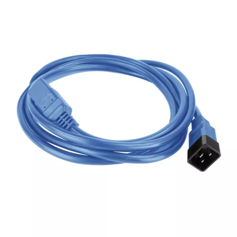 Power cord ACT C20–C21 IEC60320 blue 1 m, 250 V, 16 A