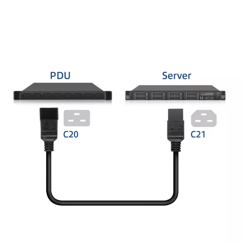 Powercord ACT C20–C21 IEC60320 black 1 m, 250 V 16 A