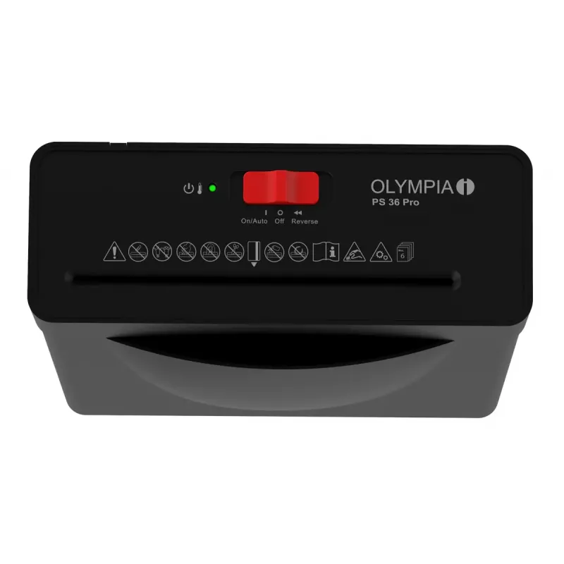 Paper shredder Olympia PS 36 Pro — Strip shredding, 8 L basket, 72 dB, Black