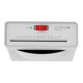 Paper shredder Olympia PS 36 Pro — strip shredding, 8 L basket, 72 dB, white