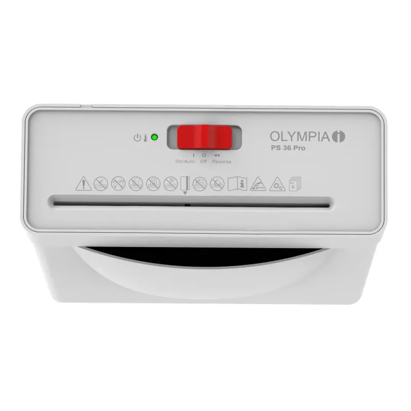 Paper shredder Olympia PS 36 Pro — strip shredding, 8 L basket, 72 dB, white
