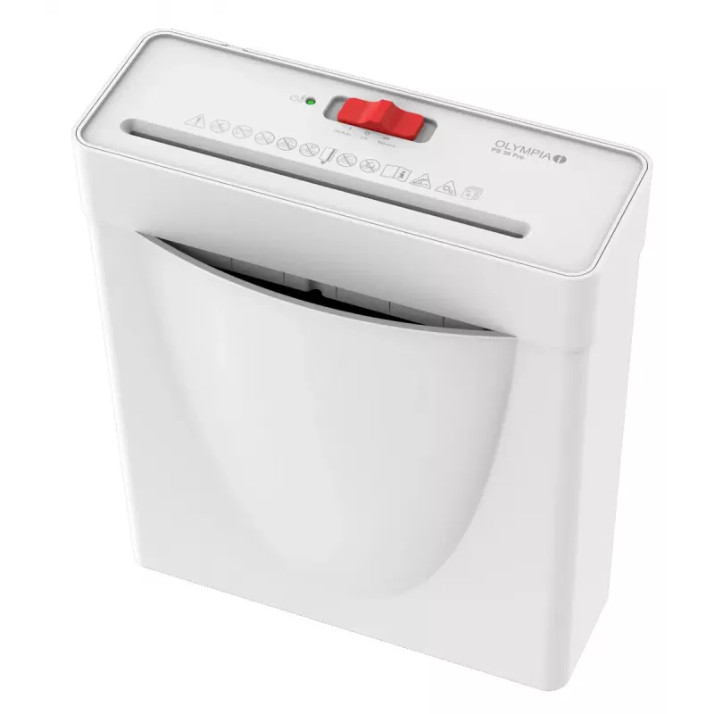Paper shredder Olympia PS 36 Pro — strip shredding, 8 L basket, 72 dB, white
