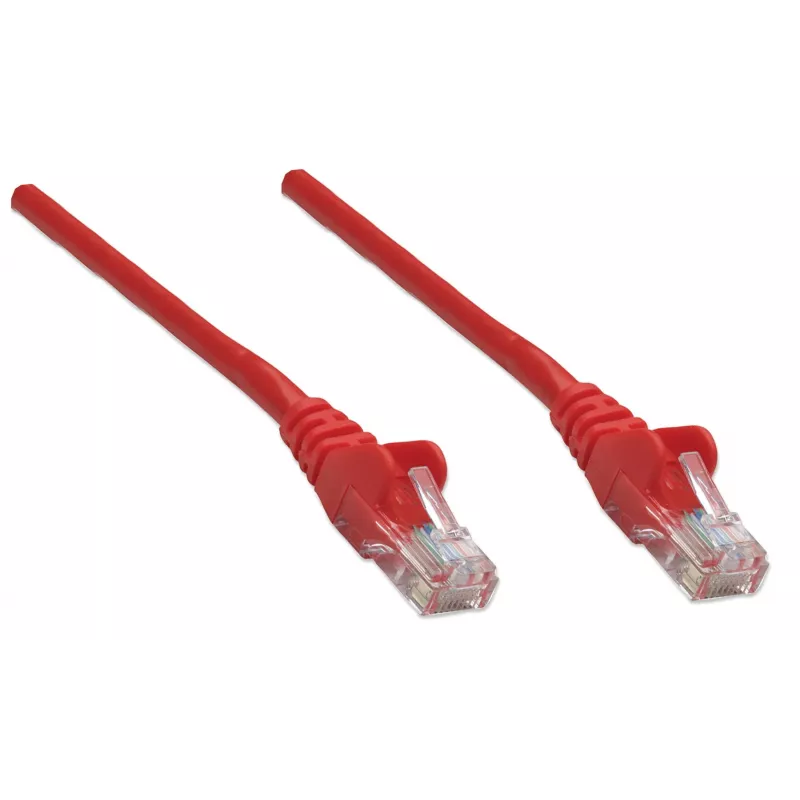 Intellinet Network Patch Cable, Cat5e, 7.5m, Red, CCA, U/UTP, PVC, RJ45, Gold Plated Contacts, Snagless, Booted, Lifetime Warranty