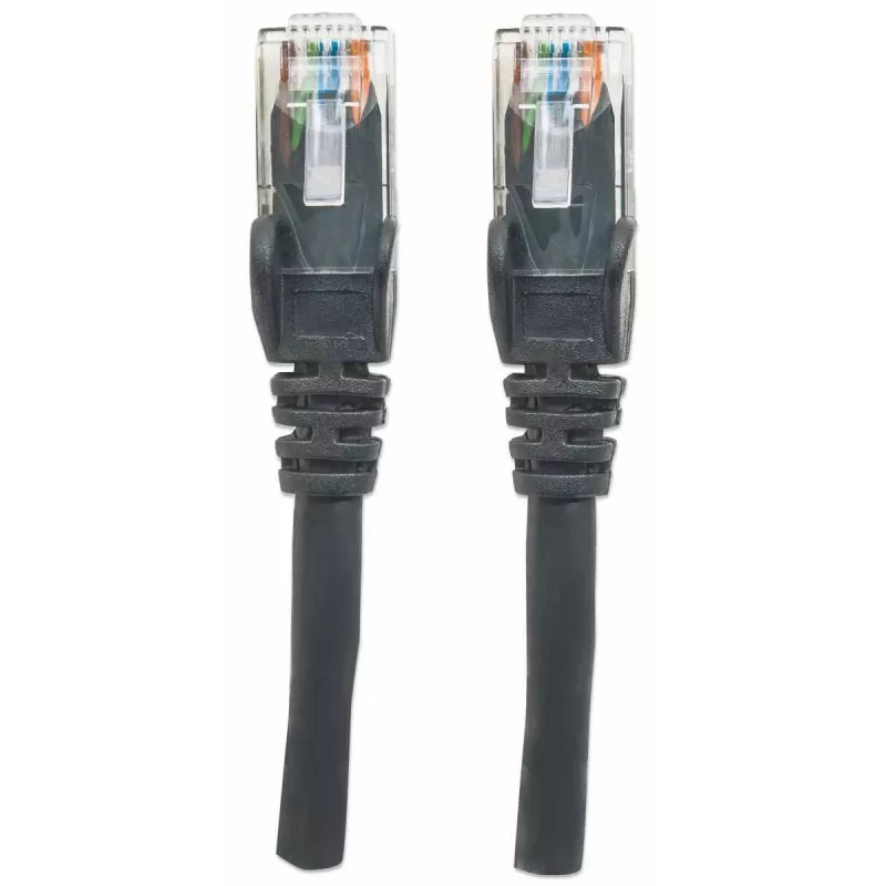 Intellinet Network Patch Cable, Cat6, 2m, Black, CCA, U/UTP, PVC, RJ45, Gold Plated Contacts, Snagless, Booted, Lifetime Warranty