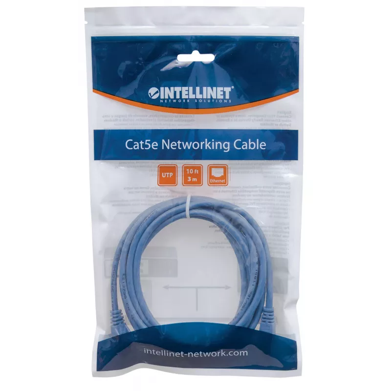 Intellinet Network Patch Cable, Cat6, 1.5m, Blue, CCA, U/UTP, PVC, RJ45, Gold Plated Contacts, Snagless, Booted, Lifetime Warranty