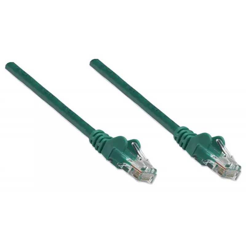 Intellinet Network Patch Cable, Cat5e, 3m, Green, CCA, U/UTP, PVC, RJ45, Gold Plated Contacts, Snagless, Booted, Lifetime Warranty