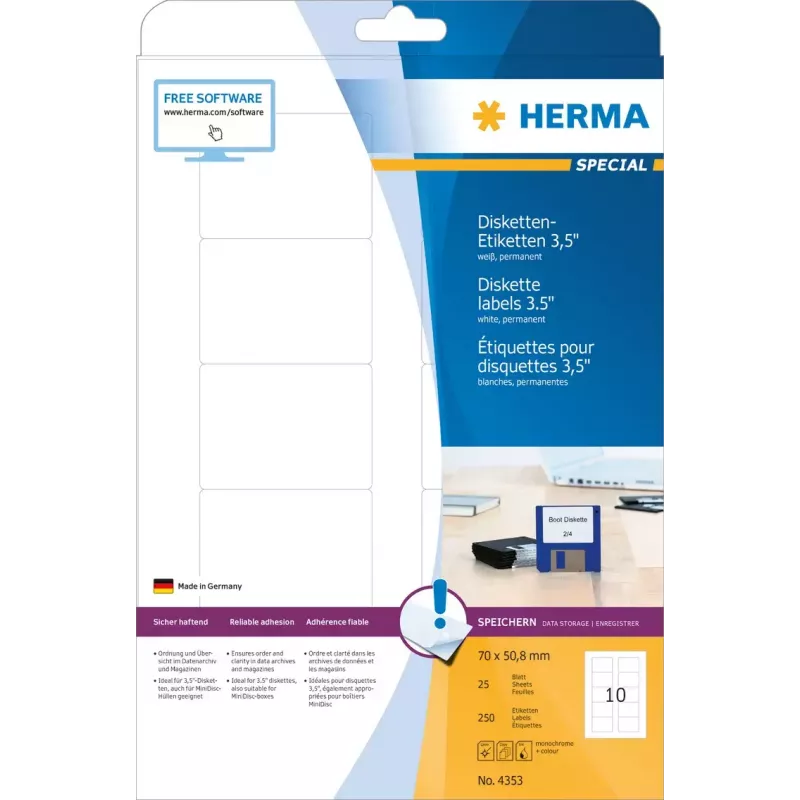 Self-adhesive printer labels HERMA Disk labels 3.5 inch