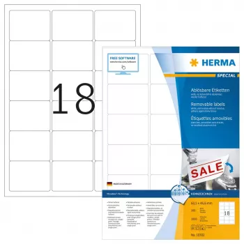 Removable labels HERMA A4 63.5x46.6 mm 1800 pcs