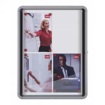 Nobo Premium Plus Magnetic Lockable Notice Board Hinged Door 6xA4