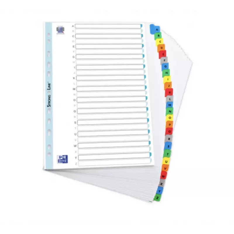Elba Mylar Card Index A-Z, 26-Part, A4 Extra Wide, 230 x 297mm, Coloured Tabs (592581-20)