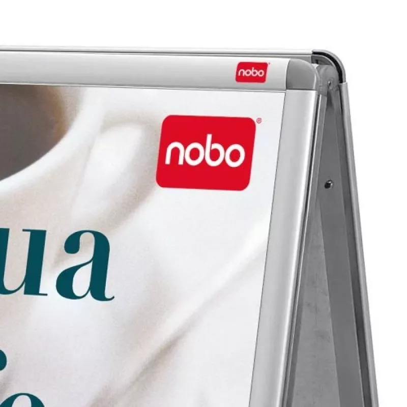 Nobo Essence A2 A-Frame Pavement Sign, Silver, Aluminium, 485 mm, 850 mm