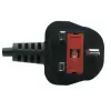 Manhattan Mains Power Cord/Cable, UK 3-pin plug to C7 Female (figure of eight), 1.8m, 13A, Black, Lead, Lifetime Warranty
