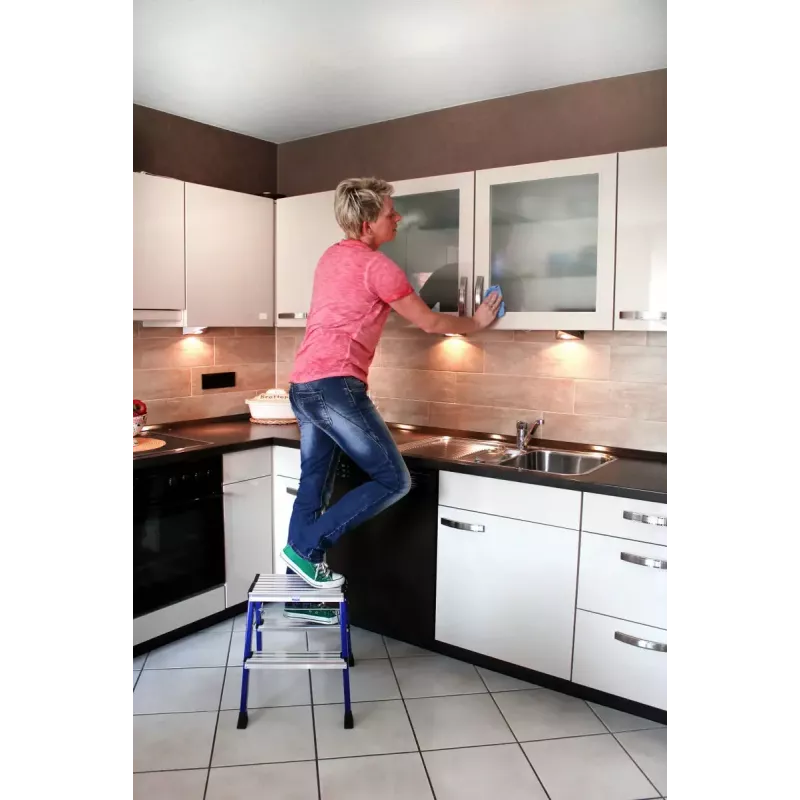 Step stool Krause 130082 Aluminium Black Blue