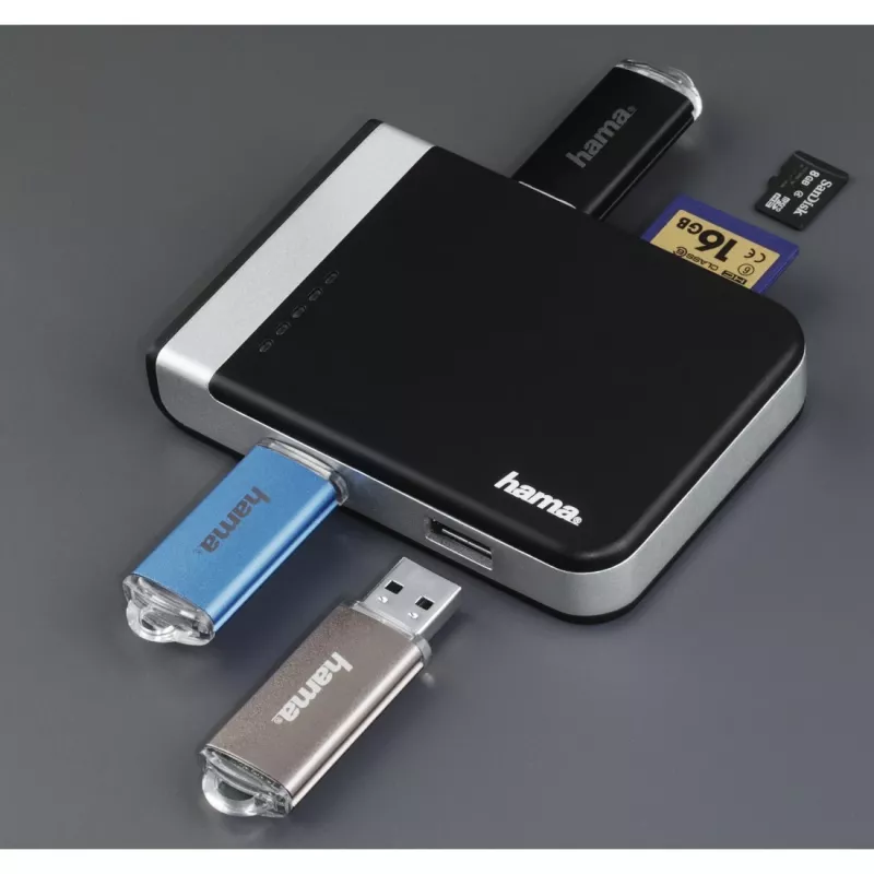 Hama 00054546 card reader USB 3.2 Gen 1 (3.1 Gen 1) Type-A/Type-C Black, Silver