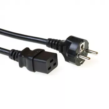 ACT Powercord mains connector CEE 7/7 male (straight) - C19 black 3 m